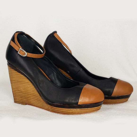 White House Black Market Shoes - Black House White Market  leather wedge patform